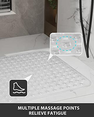 Tchdio Shower-Mat, Non Slip Machine Washable Bathtub Mat with Strong Secure  Suction Cups and Drain Holes Square Shower Stall Mat for Tub or Shower Room  for Kids & Elderly 21x21 Clear 