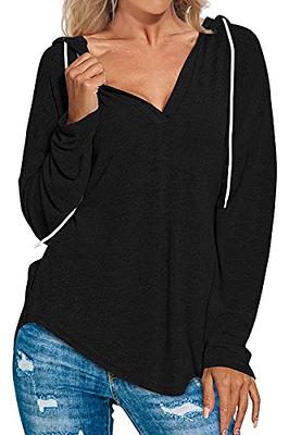 Bofell Hoodie Pullover Sweatshirt for Women Soft V Neck Long Sleeve Shirts  Casual Fall Clothes 2023 Black XL - Yahoo Shopping