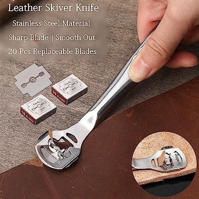  HARFINGTON Leather Edge Bevelers 4mm Wide Mouth Stainless Steel  Skiver Leather Tool Leather Edge Skiving Beveler with Wood Handle for  Leather Edger Trimmer Cutting Thinning Crafting