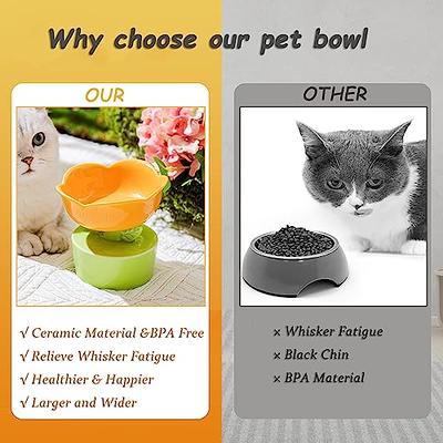 MSBC Raised Cat Bowl with Bamboo Stand, Elevated Pet Feeder with 2 Melamine  Bowls, Tilted Food and Water Cat Feeding Dish, Protect Pet's Spine