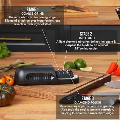 Simple Deluxe 4-in-1 Kitchen Knife Sharpener 4 Stage Knife Scissor Sharpener with One Cut-Resistant Glove to Repair, Restore, Sharp, Polish Blades