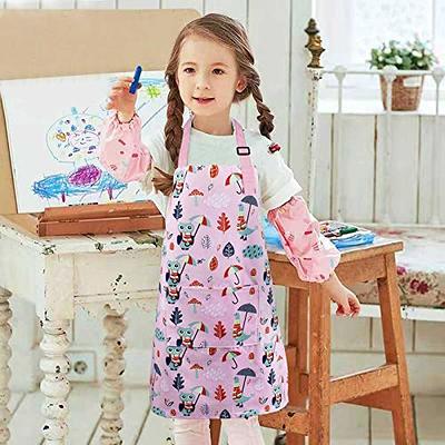 Kids Apron and Chef Hat Set, Boys Girls Adjustable Child Aprons with 2  Pockets Kitchen Bib Aprons for Kitchen Cooking Baking Wear (White L)