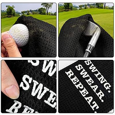 Funny Golf Towel, Swing Swear Repeat, Golf Gifts for Men - Golf Accessories  for Men, Embroidered Golf Towels for Golf Bags with Clip, Black Black-swing  Swear Repeat