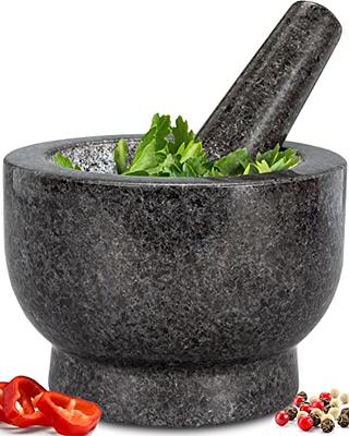 Mortar and Pestle Set with Bamboo Base 1.5 Cup / Black