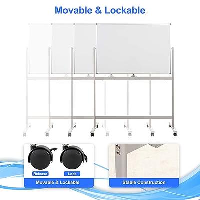  72 x 40 Large Dry Erase Board with Stand, Magnetic Rolling  Whiteboard on Wheels, Double Sided Reversible Mobile White Board - Easel  Stand Board Portable with Stain Resistant for Office