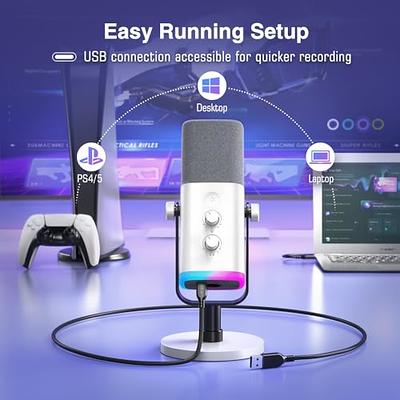 USB Gaming PC Microphone for Streaming Podcasts, AmpliGame RGB