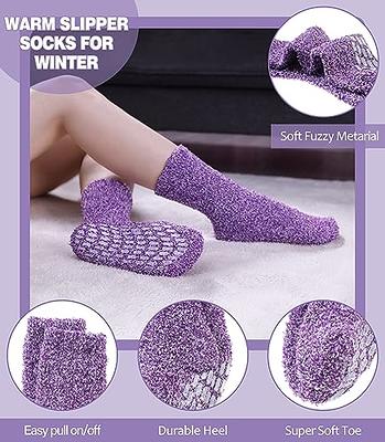 LANLEO Non Slip Socks for Womens Slipper Socks with Grippers Hospital Fuzzy  Grip Socks Fluffy Cozy Warm Winter Sleep Socks 4 Pairs Non Slip Style A -  Yahoo Shopping