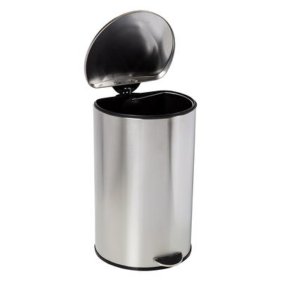 Mainstays 7.9 Gallon Trash Can. Plastic Round Step Kitchen Trash Can,  Silver 