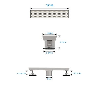 12 in. Stainless Steel Linear Shower Drain with Square Hole Pattern Drain  Cover in Brushed Nickel