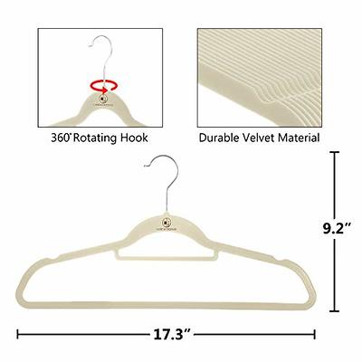 Finnhomy Non-Slip Clothes Hangers for Baby and Kids 20-Pack Velvet Hangers  with Movable Clips, Heavy-Duty and Space-Saving for Pants,Skirts, Coat