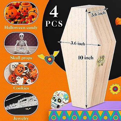 Thyle 4 Pack Unfinished Halloween Coffin Boxes Wood Coffin Shaped Boxes  with Hinged Lids for DIY Crafts Wooden Coffin Boxes for Treats Favors  Decoration Jewelry Coffin (Black, Burlywood,10 Inch) - Yahoo Shopping