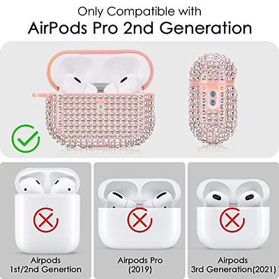  Case for Airpods Pro 2nd Generation - VISOOM Airpods Pro 2 Case  Cover Women Cute 2022 Silicone iPod Pro 2 Earbuds Wireless Charging Case  Girl Bling Keychain for Apple Airpod Gen