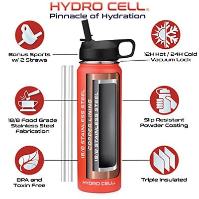 HYDRO CELL Stainless Steel Insulated Water Bottle with Straw - For