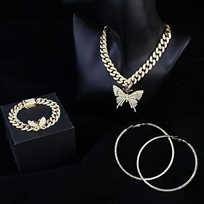 Butterfly Charm Necklace & Earrings Set