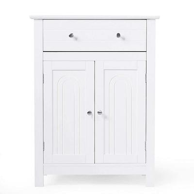 Angeles Home White Free Standing Bathroom Storage Cabinet with Large Drawer