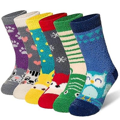 Eyean Kids Fuzzy Socks Non Slip Soft Fluffy Slipper Grips Socks Warm Plush  Cozy Cabin Boy Girls Crew Socks 6 Pairs (Without Grips Animal A, 8-12  Years) - Yahoo Shopping