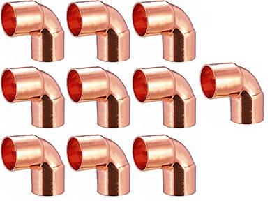 (10pcs) EZ-FLUID Plumbing 1/2 C X C LF Short Radius Copper 90 Degree Elbow  Pressure Copper Fitting with Sweat Solder Connection for