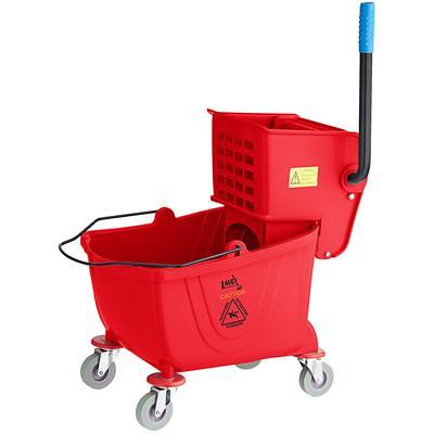 Lavex Black Janitor Cart and Microfiber Wet Mop Kit