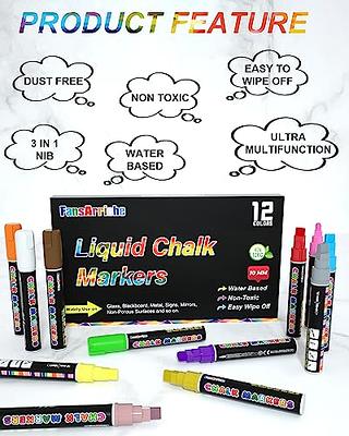  Liquid Chalk Markers Pens - 10 Metallic Colors Washable & Wet  Erase Chalk Pens for Blackboard, Chalkboard Signs, Glass Window, Graduation  Celebration School Kids Art - Erasable Window Markers for