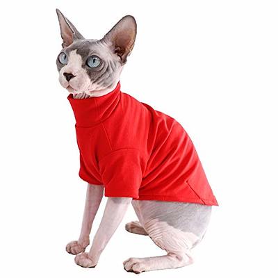 Sphynx Cat Clothes Winter Warm Faux Fur Sweater Outfit, Fashion high Collar  Coat for Cats Pajamas for Cats and Small Dogs Apparel, Hairless cat Shirts