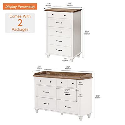  WAMPAT Dresser for Bedroom with 3 Drawers, White Kids