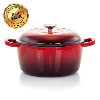 Tramontina Enameled Cast Iron Covered Round Dutch Oven, 3.5-Quart, Gradated  Red 