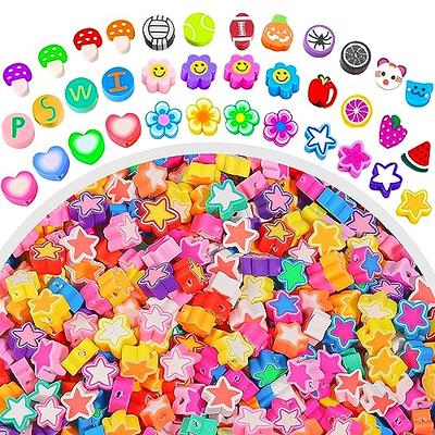 14600pcs Clay Beads for Bracelets Making Kit, 56 Colors Polymer Heishi Flat  Clay Beads Charms for Jewelry Earring Making Kit Face Letter Beads with