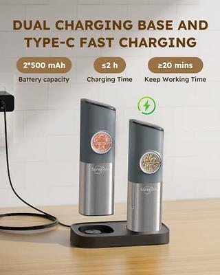 Rechargeable Electric Salt And Pepper Grinder Set With Double Charging  Base, Usb Cable, Automatic Salt Pepper Grinder