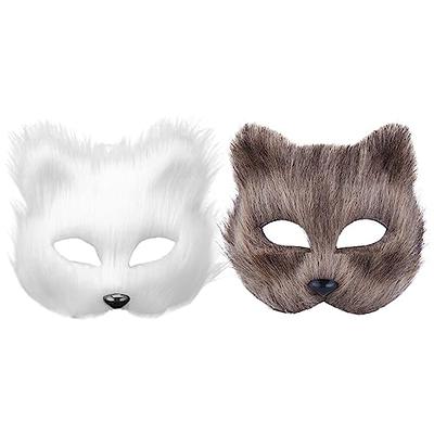 SAFIGLE Therian Mask Fox Cat Therian Mask for Kids Adults White Blank Fox  Mask Hand Painted Animal Face Mask Halloween Mask DIY Mask Animal Party