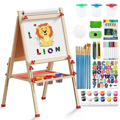 Lehoo Castle Easel for Kids, 4 in 1 Double Sided Kids Art Easel with  Magnetic White