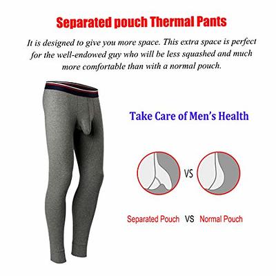 Men Long Johns Thermal Base Layer Pants Separate Pouch Underwear Baselayer  Pants 