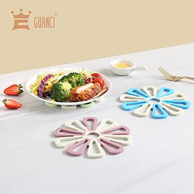 Silicone Trivet Mat Set of 3, GUANCI Hot Pot Holder Hot Pads for Table &  Countertop