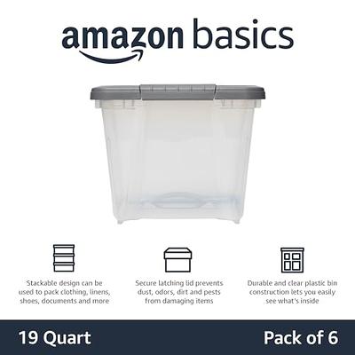 19 Qt. Plastic Stackable Storage Bins for Pantry in Black (4-Pack)