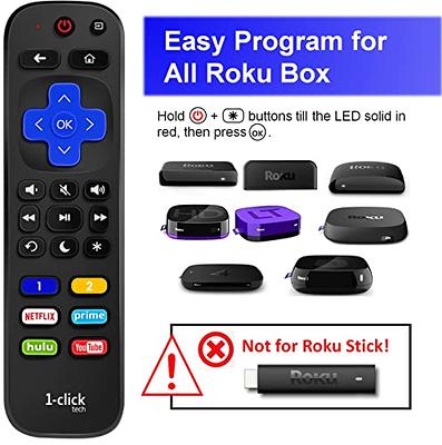  1-clicktech Remote for Roku TV and Roku Box, Compatible for TCL  HISENSE ONN Sharp Hitachi Element Westinghouse Sanyo- RokuTVs, for Roku  Express/4K+/Ultra/Premiere [Not for Roku Stick] : Electronics