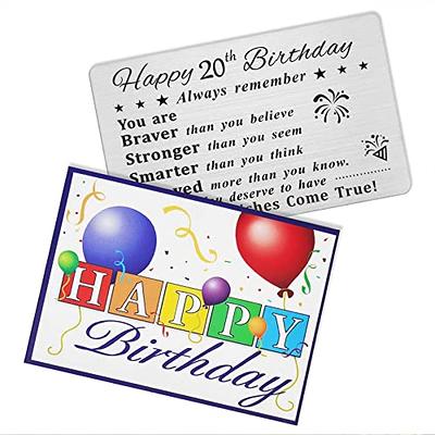 Qordyum 20th Birthday Card Gifts for Boy Girl Happy 20 Year Old Girl Boy  Gift Ideas Engraved Wallet Card Birthday Gifts for 20 Year Old Girl Boy