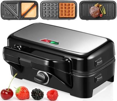 Sandwich Maker 3 in 1, Waffle Make with Removable Plate, Electric Panini  Press Grill, Sandwich Toaster with Detachable Non-stick Coating, LED  Indicator Lights, Cool Touch Handle, Black 