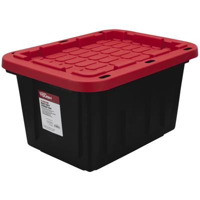 HART 40 Gallon Latching Plastic Storage Bin Container, Black with