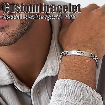 Custom Name Bar Bracelet Custom Engraved Metal Bracelets 