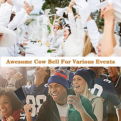 Steel Cow Bell With Handle Cowbells,Cheering Bell And Loud Noise Makers  Hand Bells For Sporting Events,Football Games,School Bell,Farm Hand Chimes  Percussion Musical Instruments (8 Inch White)