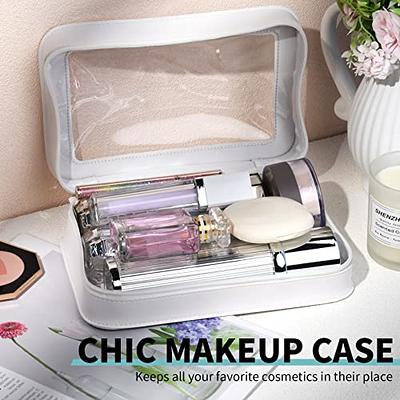 SOIDRAM Clear Makeup Bag White Cosmetic Bag Portable Travel