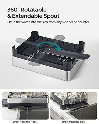 SONGMICS Dish Drying Rack, Stainless Steel Dish Rack with Rotatable Spout,  Drainboard, Fingerprint-Resistant Dish Drainers for Kitchen Counter, 12.5 x  22.5 in, Silver and Gray UKCS030E01 - Yahoo Shopping