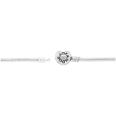 Pandora Moments Women's Sterling Silver Snake Chain Charm Bracelet with Rose  Gold Heart Clasp 