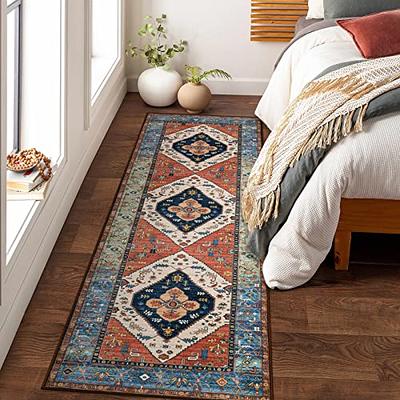 Boho Persian Runner Rug, Washable Distressed Hallway Runner