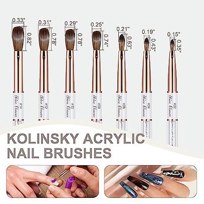 Modelones 3pcs Acrylic Nail Brush Set, Size 8/10/12 Kolinsky Acrylic Brushes  for Acrylic Powder