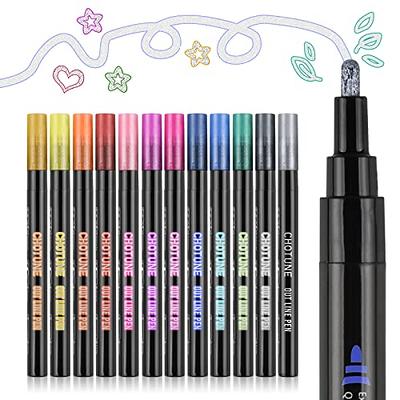 Mr. Pen- Double Line Outline Markers, 10 Colors, Shimmer Markers,  Self-Outline M