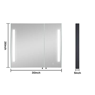 30 inch Aluminum Bathroom Medicine Cabinet with Recess or Surface Mount 30x26