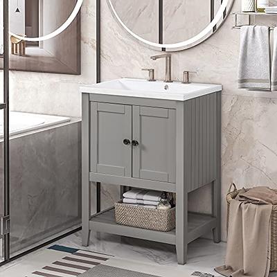 Sybrioka Bathroom Vanity with Ceramic Sink, 30 Floating Bathroom Storage  Cabinet Vanity Set, Modern Bath Cabinet with Adjustable Open Shelves Wood