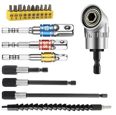 FOUUA Flexible Drill Bit Extension Kit, 11.7inch Bendable Flexible Extension Bit, 10pcs Screwdriver Bit Set and 90° Right Angle Screwdriver Bits Soft