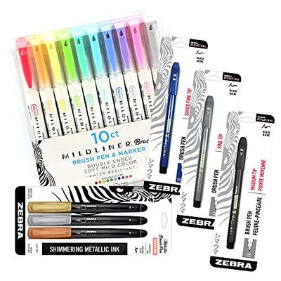 Zebra Besties Lettering Brush and Marker Exclusive 16 Piece Set, Includes 1  Each Black Brush Pen in Extra Fine, Fine and Medium Tips, 3 Metallic Brush  Pens, and 10 Mildliner Brush/Marker Pens - Yahoo Shopping