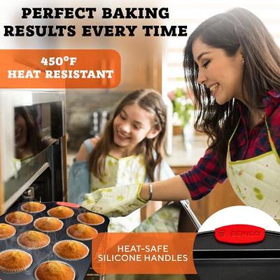 Premium Non-Stick Baking Pans Set of 4 - Includes Baking Sheet, 12 Cup  Muffin Tin, Square Pan and Round Cake Pan - BPA Free, Heavy Duty, made  w/Carbon